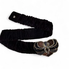 Vintage 80's Beaded Butterfly Statement Belt Women's Medium Whimsigoth Goth
