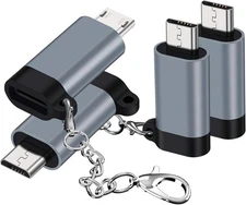 USB C to Micro Adapter, (4-Pack) Type C Female Male Grey 