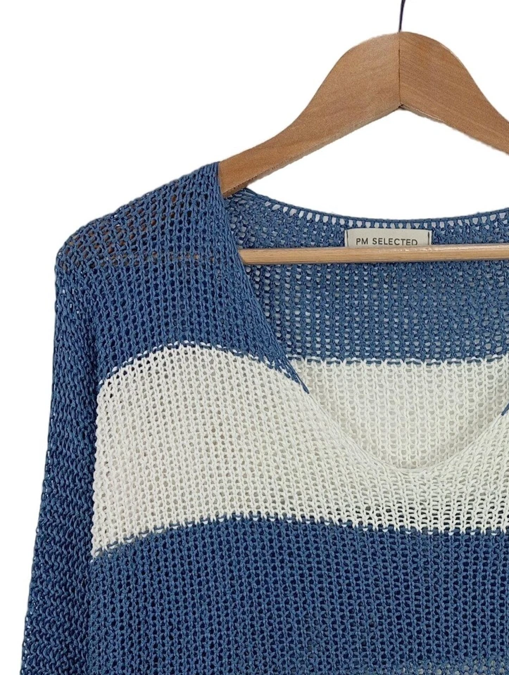 SELECTED Jersey holgados Mujeres Jersey Talla EU 40 azul-blanco look casual - Imagen 3 de 4