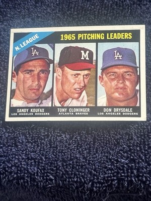 66  Topps Pitching Leaders S. Koufax, D. Drysdale, T. Cloninger- FREE SHIPPING