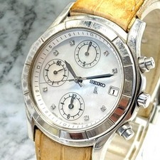 SEIKO Battery Excellent Watch Women 7T92-0BV0 Chronograph