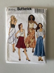 Butterick B5042 Sewing Pattern Skirt A B C D Misses' Flared Wrap Tiered