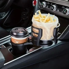 Dual Car Cup Holder Expander Adapter Adjustable Multi Cup Organizer +Phone Mount