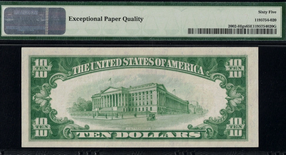 1928B L.G.S $10 FRN ST LOUIS P.M.G #65EPQ - Image 2 of 3
