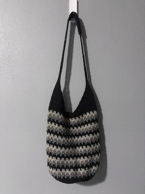 Frankie & Johnnie Hobo Purse Black Great Crochet 