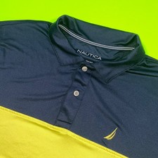 Nautica Mens Classic Fit Colorblock Performance Polo Shirt Navy Yellow Size M