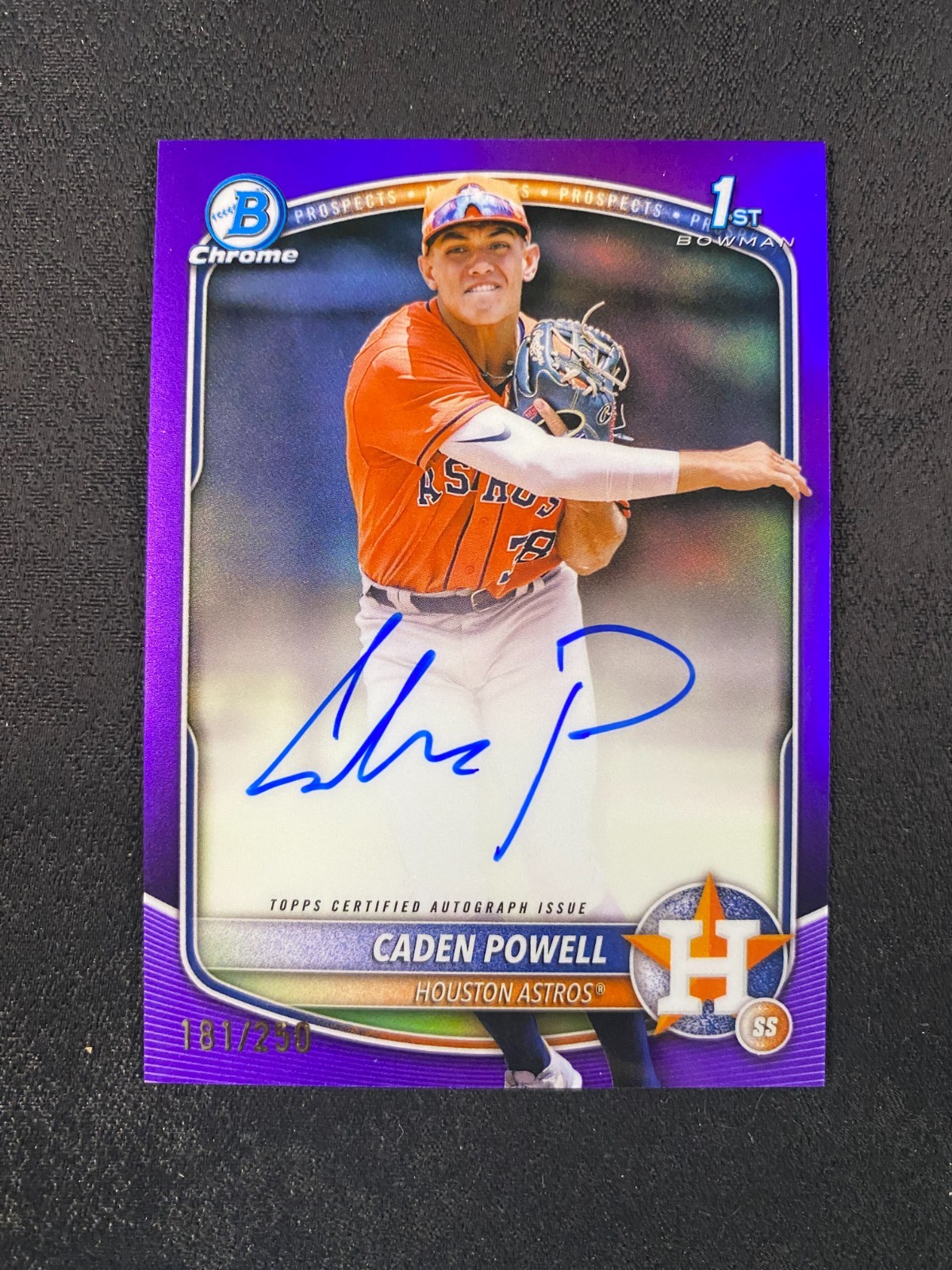 2025 Bowman Chrome Caden Powell Auto Purple Refractor 1st Prospect #/250 e841