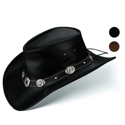 Black Forest Fox Damen Herren Cowboy Western Leder Hut STAR Reiten Busch  - Bild 1 von 4