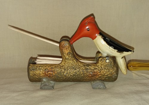 VTG 1950's SAN-I-PIK WOODPECKER TOOTHPICK HOLDER GRABBER S & S Sales 4.5" X 2.5"