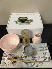 7 Piece Matcha Tea Set Pink New In Box-Whisk Scoop Sifter Bowl Whisk Holder