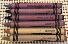 6 Crayola Crayons Binney  Smith Lavender Mauvelous Purple Mtn Magesty 1999