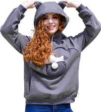 Pet Carrier Hoodie Cat Dog Pouch Holder Sweatshirt Large Pocket Pullover Shirt w