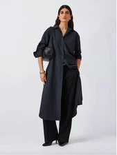THEORY WOOL MAXI SHIRT DRESS DARK GREY MELANGE LARGE RRP £545