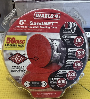 #ad #ad BRAND NEW DIABLO 5” SandNET Reusable Sanding Discs 50 Disc Assorted Pack $18.00