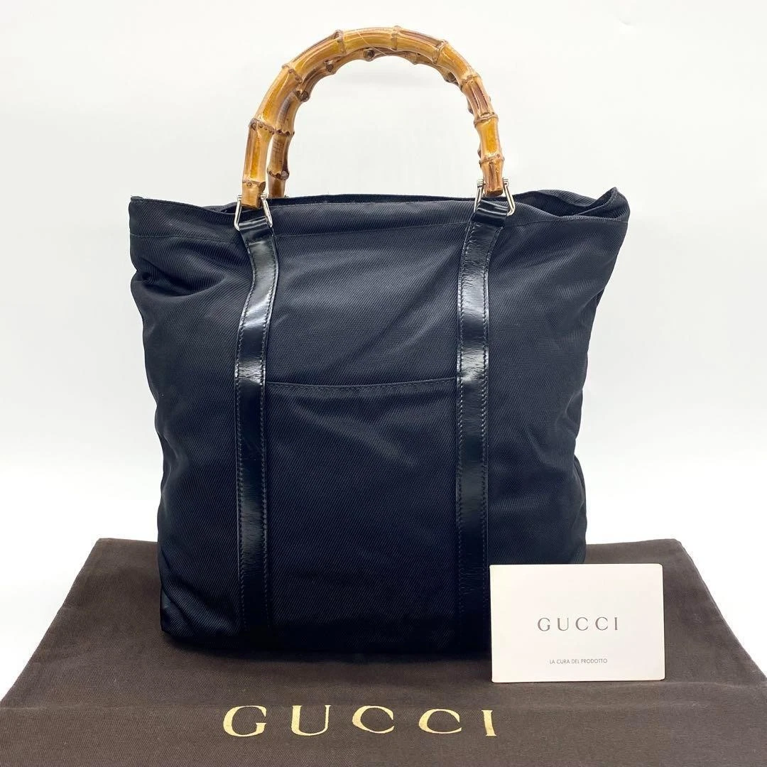Sac à main Gucci bambou noir nylon cuir m2_0420