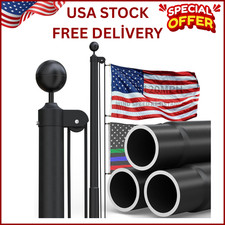 11 Gauge Heavy Duty Flag Pole with Thickened Aluminum Ball - 30 FT Black Extra T