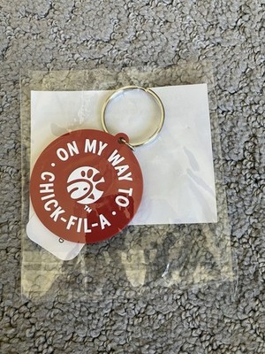 Official ''On My Way to Chick-Fil-A'' Red Circle Keychain - 2'' wide - Brand New