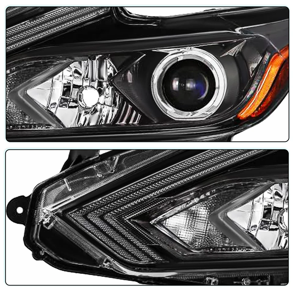 For 2016 2017 2018 Nissan Altima Halogen w/o LED DRL Black Headlights Lamps L+R - Image 4 of 4