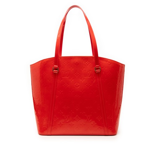 Louis Vuitton Monogram Vernis Avalon GM Pre-Loved Shoulder Bag Red