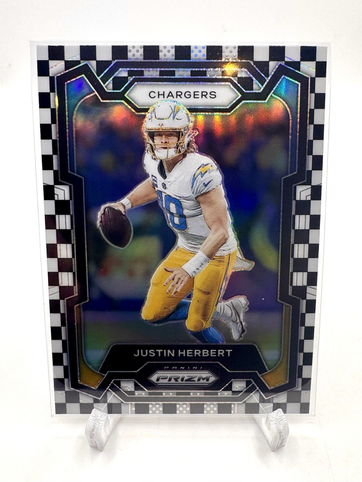 2023 Panini Prizm Justin Herbert Black White Checkerboard Chargers SP #158 🔥
