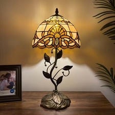 Tiffany Style Table Lamp Gold Stained Glass Baroque Style LED Bulb 20"H 10  W