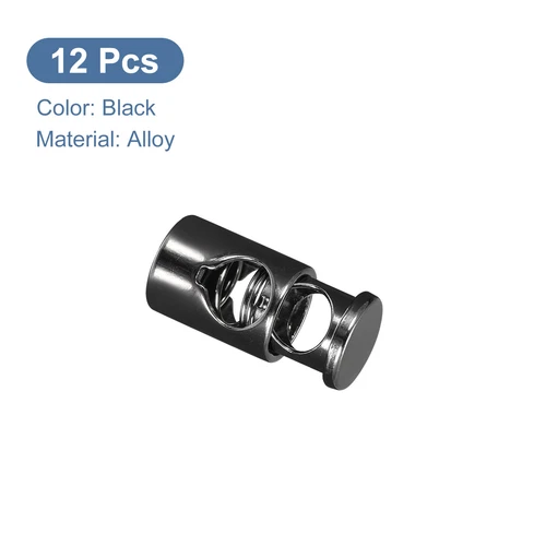 12pcs Single Hole Spring Cord Locks Toggle Stoppers 0.25"Hole for Clothes Black - Picture 3 of 7