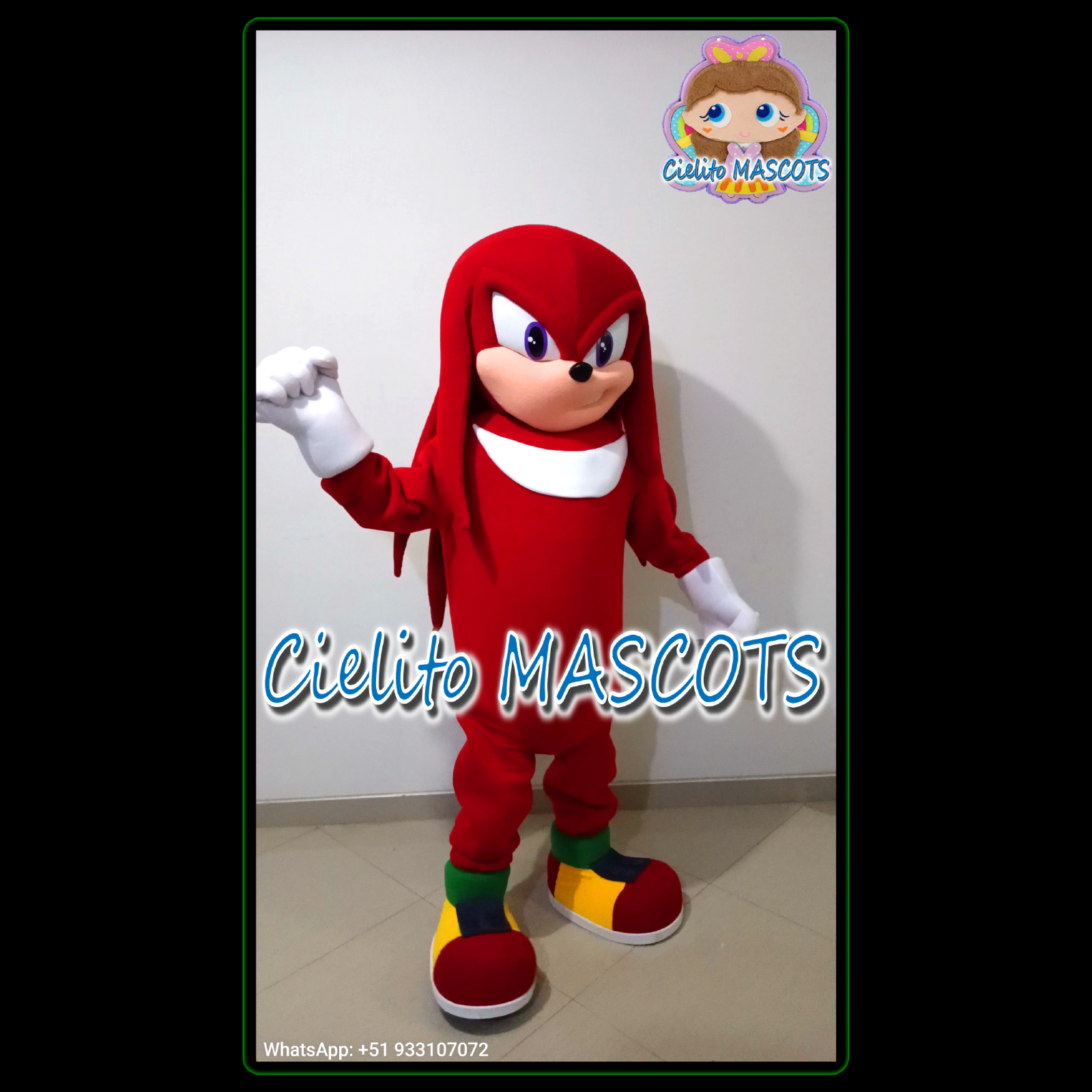 Knuckles of sonic Mascot Costume cosplay botarga halloween cartoon