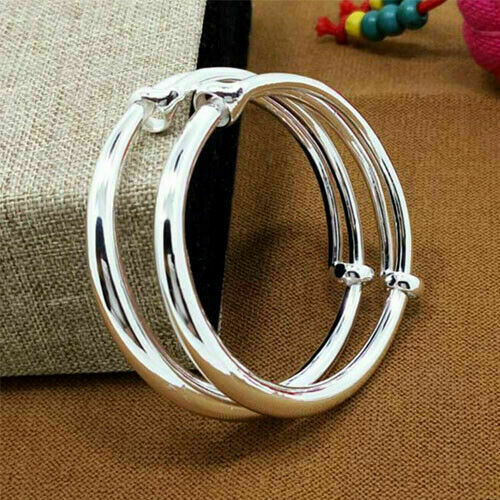 925 Sterling Silver Bangle Bracelet Women Costume Charm Jewellery Pure Love Gift - Picture 19 of 21