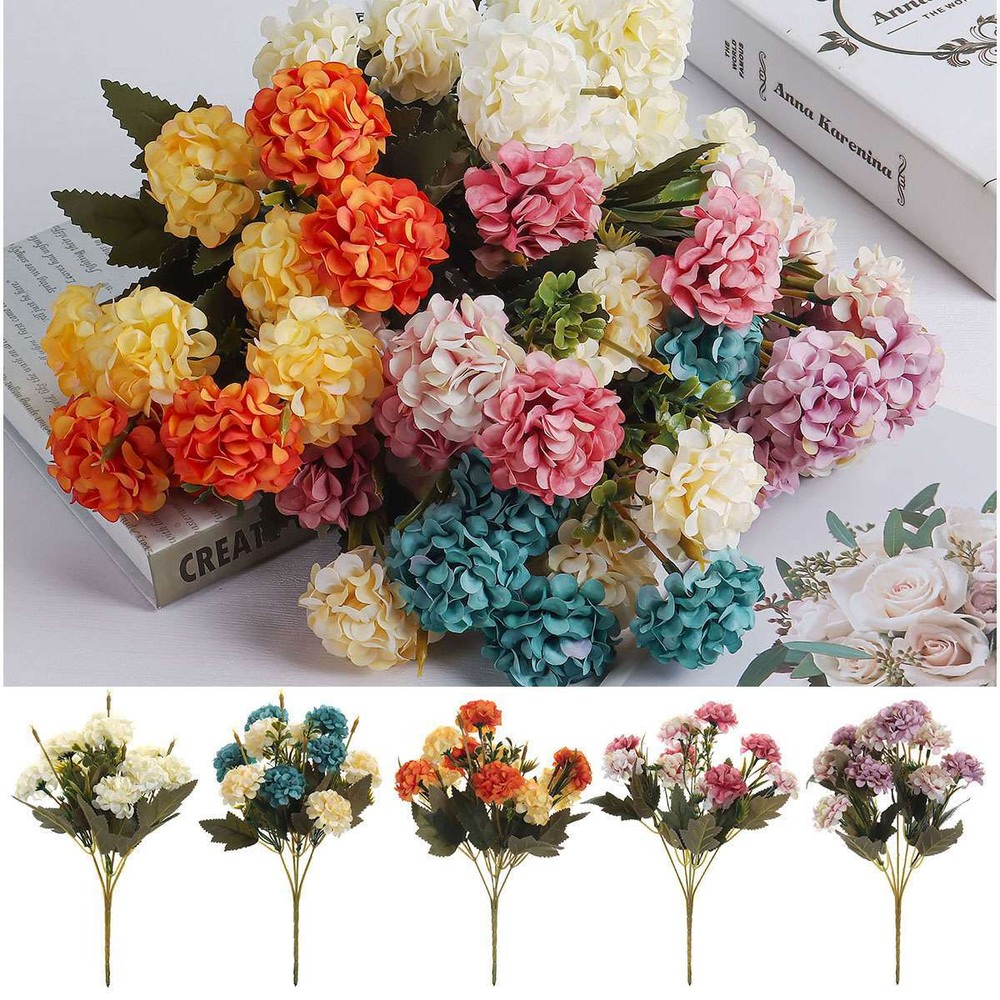 10 Heads Silk Hydrangea Bouquet for Wedding Party Home Christmas Decor  