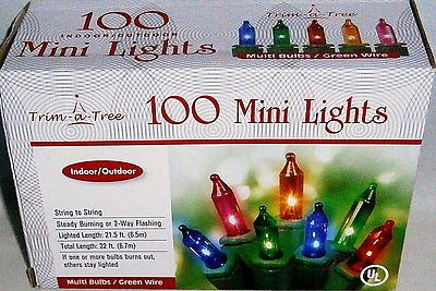 CHRISTMAS 100 CT Mini Light Set  Lights  String to String Connection  GREEN WIRE
