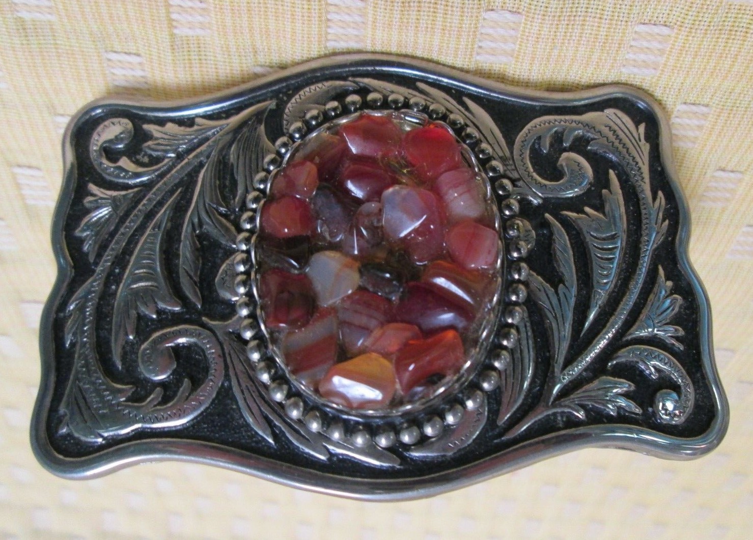 Vintage Belt Buckle w/ Gemstone Chips