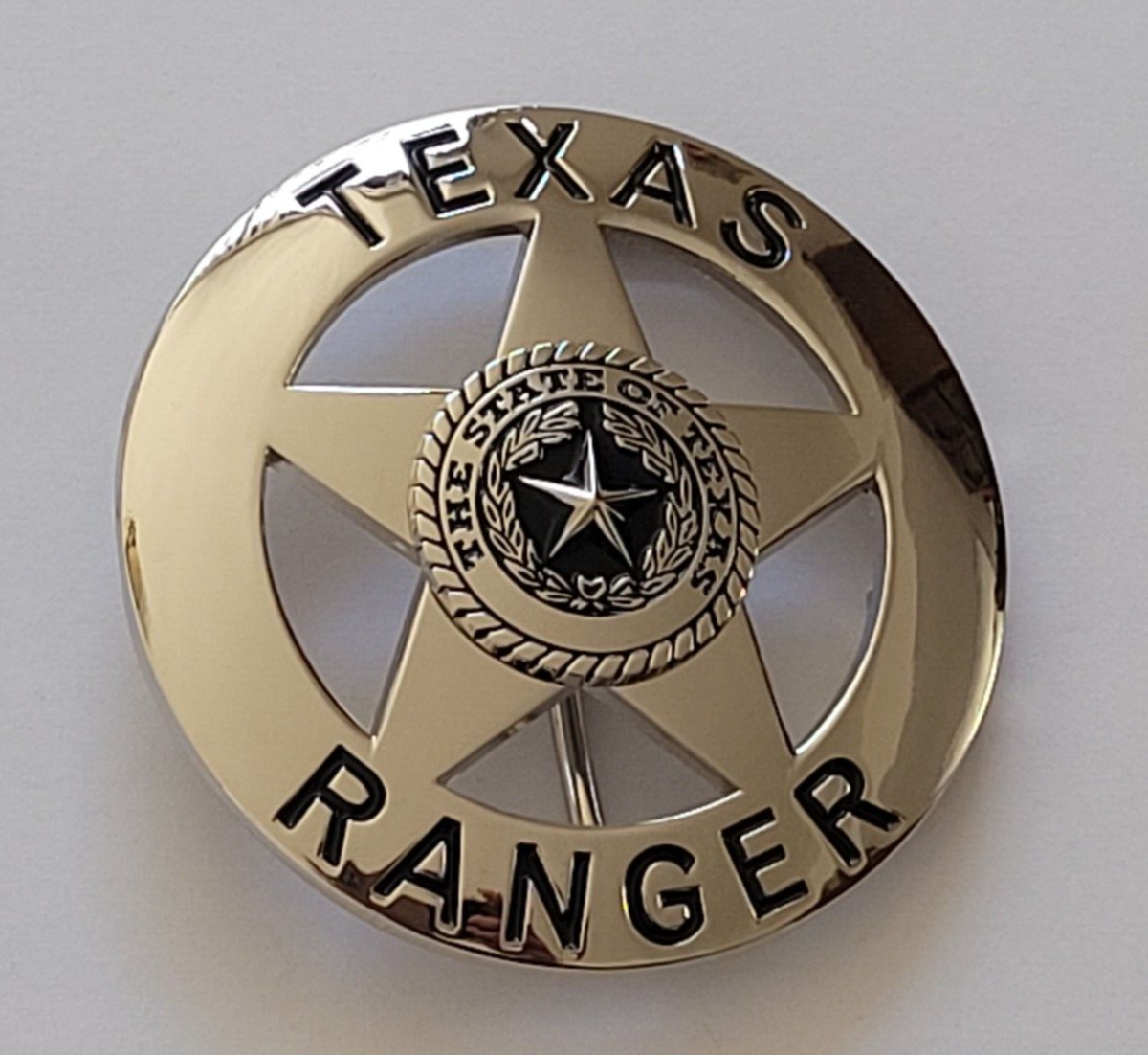 Texas Ranger Seal Badge Belt Buckle Silver Finish Western