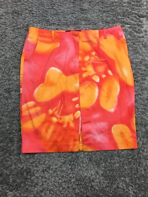 Express Short Skirt Womens Size 3/4 Pink Orange Stretch Pockets