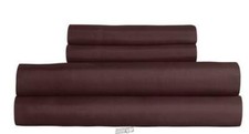 Everyday Microfiber 4 Sheet Set Brown Queen Polyester Fitted Flat 2 Pillowcase