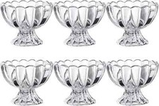 Set of 6 Glass Ice Cream Bowls Short Stemmed Sundae Dessert Mini Cups 120ml Qing