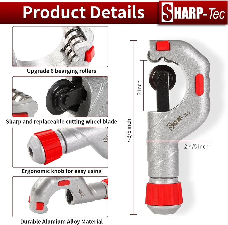 Sharp-Tec 5-50mm Adjustable Pipe Cutter aluminium copper stainless steel plastic - Image 4 of 4