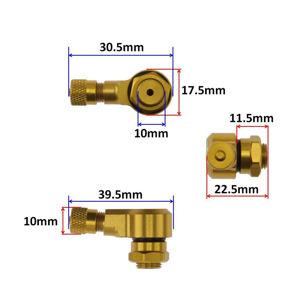 Cubierta dorada CNC de 90 grados EzFill neumático GSXR 600 750 Ninja R1 R6 2x tapa de válvula superior Foto 2 de 2