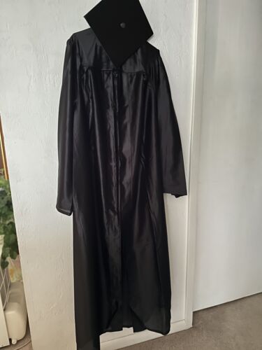 Herff Jones Graduation Cap & Gown, Black, Ex. Long/Tall for 6’5” - 6’6” PreOwned - Picture 1 of 5