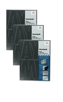 Chartpak 6-inch Black Stick-on Vinyl Capital Letters (01184), 3 PACKS