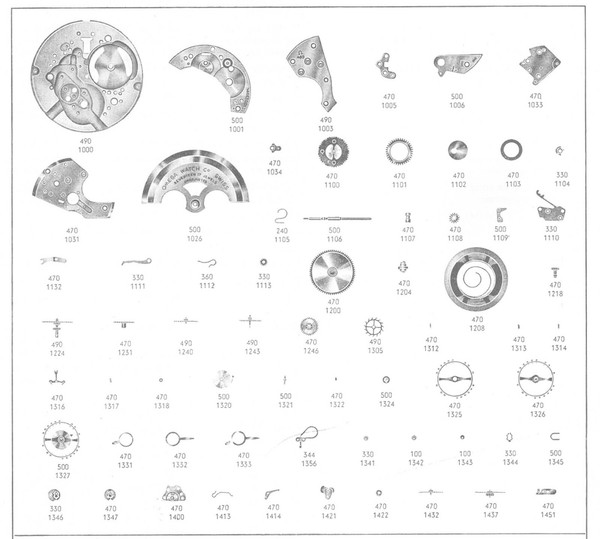 Omega caliber 490, 491 Parts. If  no stock of the part you need, contact us