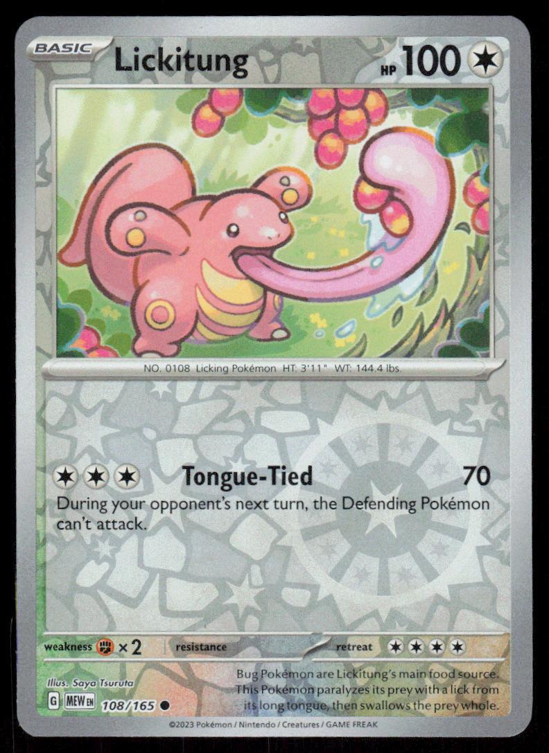 Lickitung 108/165 Reverse Holo Pokemon Scarlet & Violet 151 NM