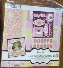 Colorbok Baby Girl Scrapbook Page Kit 12x12 Alphabet Letter Sticker Diecut Paper