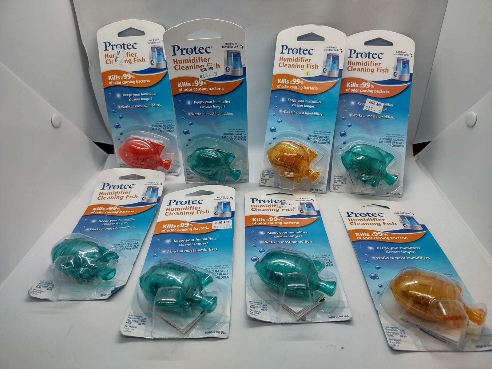 PROTEC HUMIDIFIER CLEANING FISH 8 pack different colors