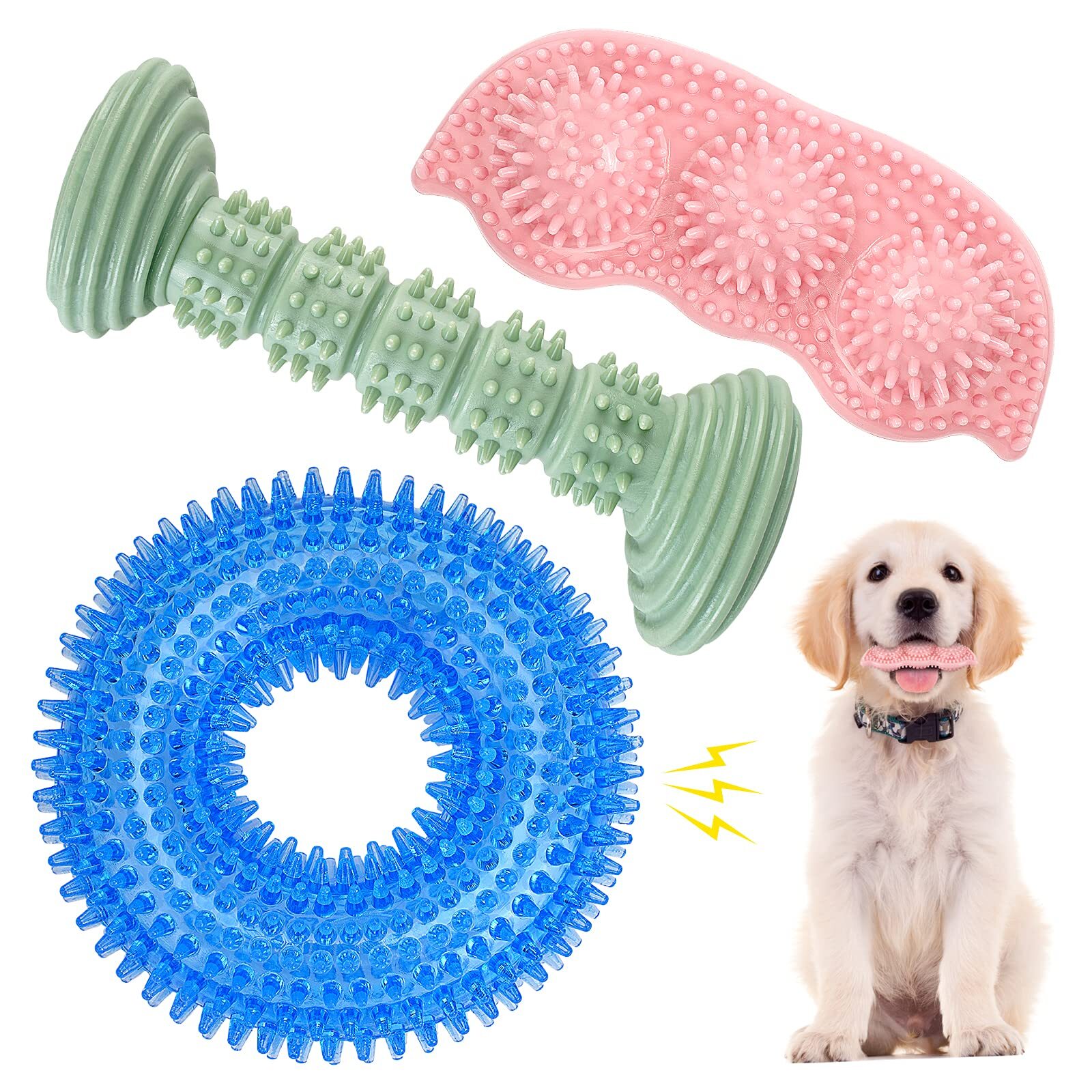 Dog Chew Toys for Puppy Teething, 3Pack 2-8 Months Puppies Teething Toys Soft...