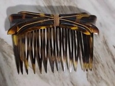 Vintage Brown Tortoise Side Hair Comb Plastic Retro 80's 90's With Bow