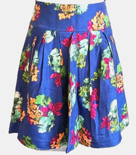 Anthropologie Maeve Womens 0 Blue Motiv Floral Garden Days Skater Skirt