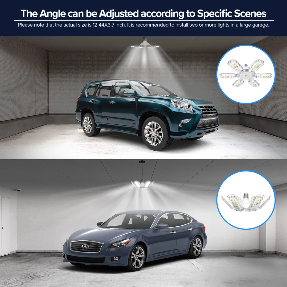 Lámpara de techo deformable SANSI 6500LM LED de luz de garaje panel ajustable 60W = 600W Foto 2 de 4