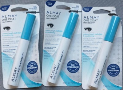 Pack  3 Almay One Coat Mascara, Multi-Benefit, Waterproof, Blackest Black 501  