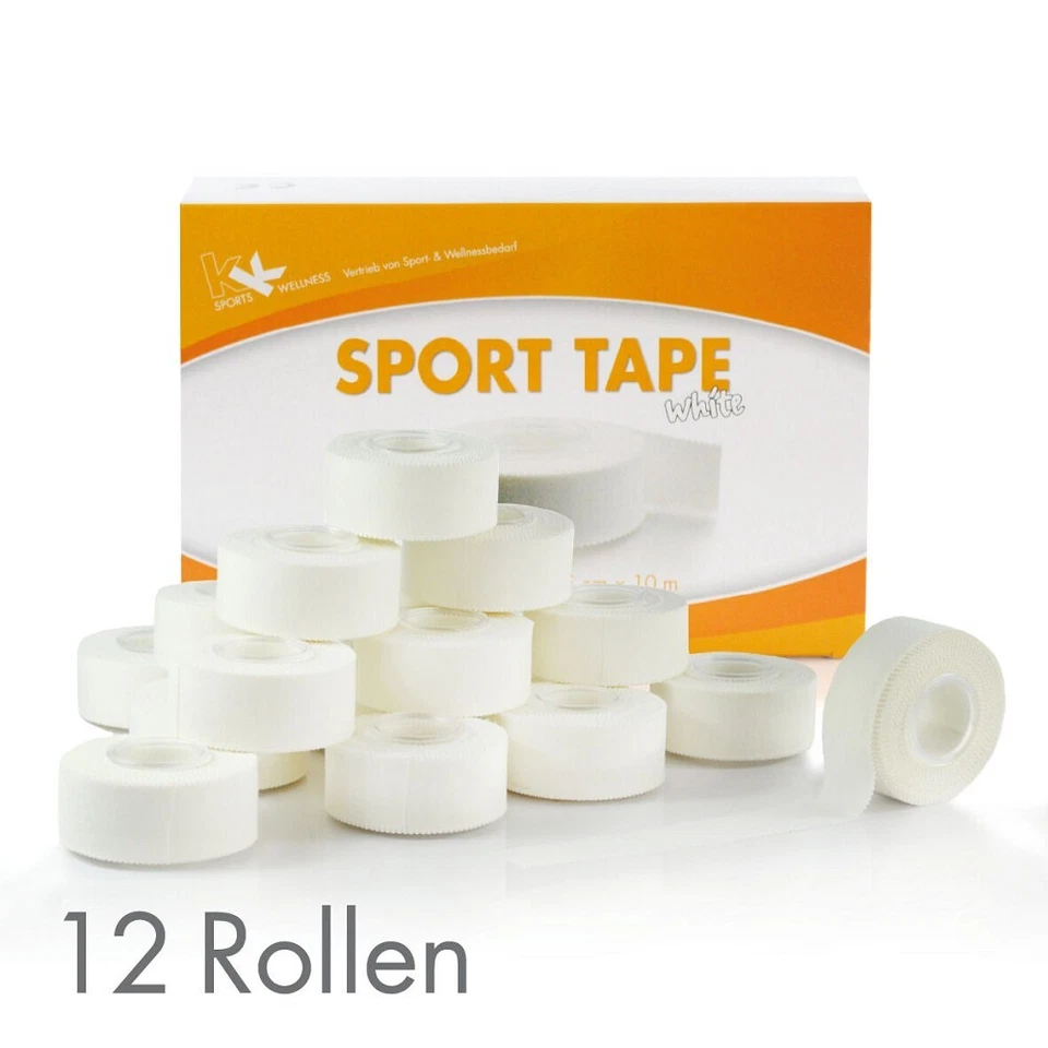 KK HYGIENE PRODUKTE 12 Rollen KK Sporttape Tape Pflaster Sport 2,5 cm x 10 m NEU Sport Fingertape