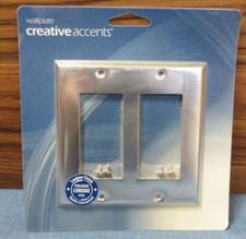 Metal Light Switch Plate Cover Wallplate POLISHED CHROME Silver 2 Rocker GFCI